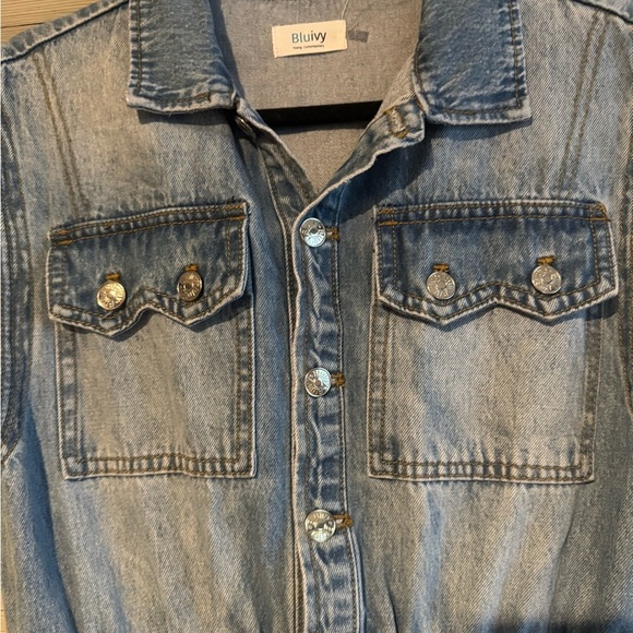 Bluivy Sleeveless Wide-Leg Blue Overalls - Picture 11 of 13